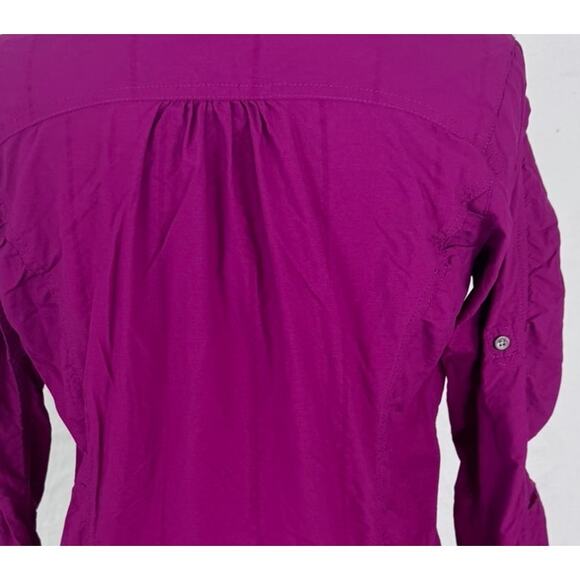 Cabela's Womens Medium Purple Button Front Shirt 100% Nylon Roll Tab Sleeves - Picture 8 of 9